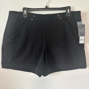 Women’s Daisy Fuentes Black High Waist Shorts Size 14 | NWT Sailor Button Front